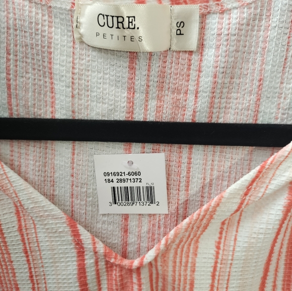 Cure Petites- Orange and white striped tank top with button detail. New. Size- S - Picture 4 of 6